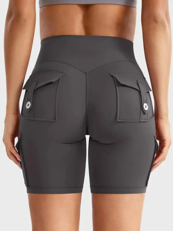 Women's Workout Biker Shorts with Cargo Pockets