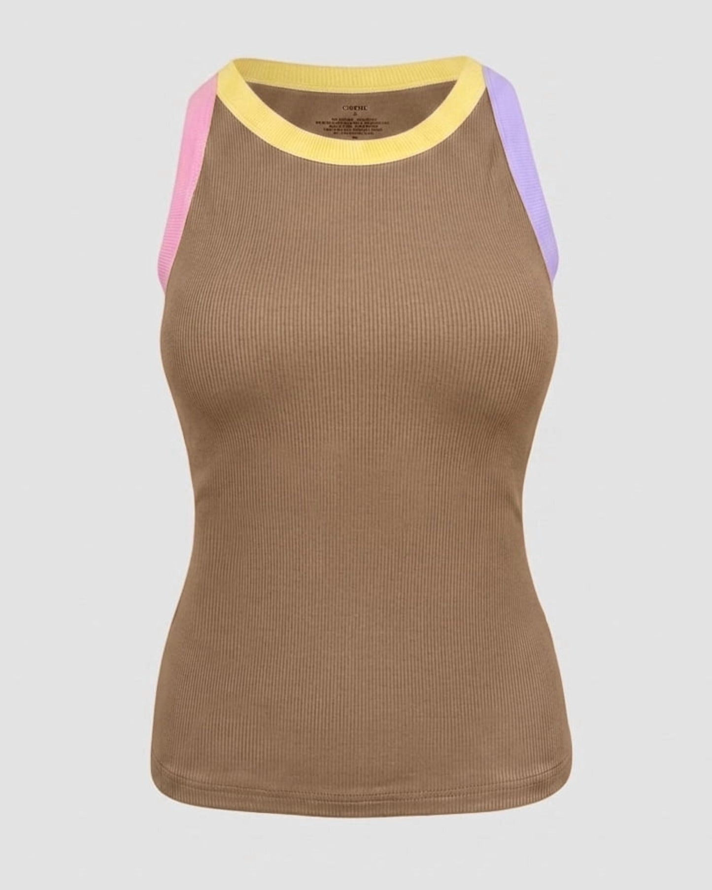 Womens Color Block Built in Bra Tank Tops Sleeveless Padded Casual Shirts Racerback Ribbed Tank Top