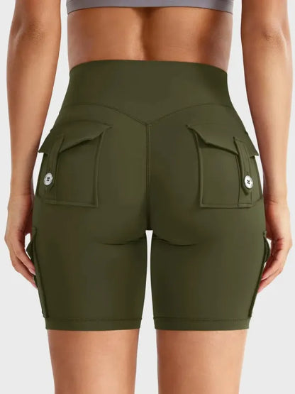 Women's Workout Biker Shorts with Cargo Pockets