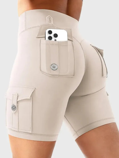Women's Workout Biker Shorts with Cargo Pockets