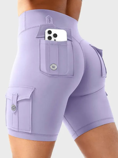 Women's Workout Biker Shorts with Cargo Pockets