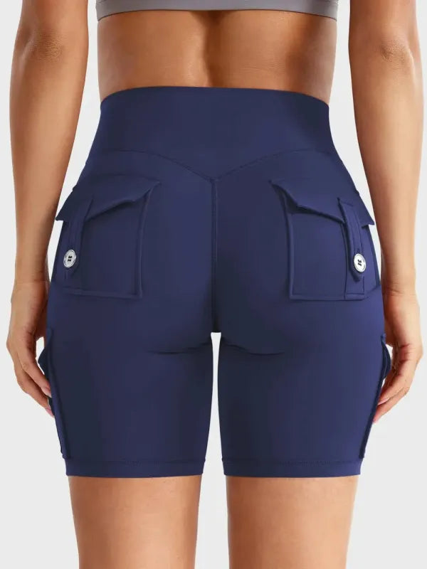Women's Workout Biker Shorts with Cargo Pockets