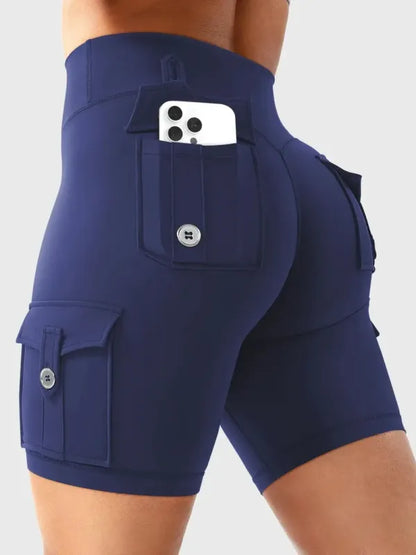 Women's Workout Biker Shorts with Cargo Pockets