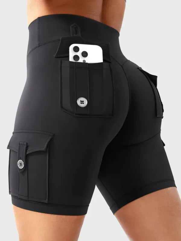 Women's Workout Biker Shorts with Cargo Pockets
