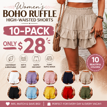 🌈Women's Boho Ruffle High-Waisted Shorts