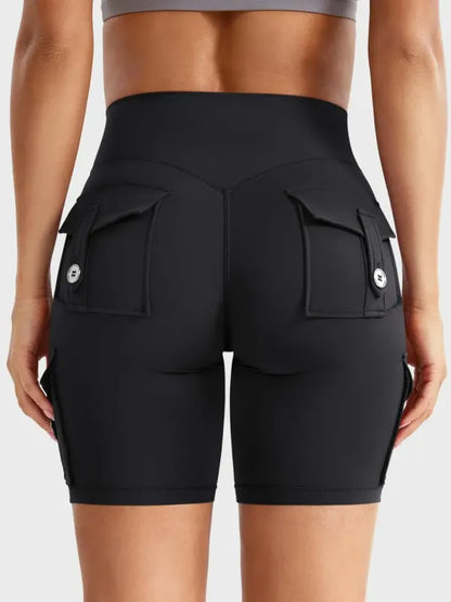 Women's Workout Biker Shorts with Cargo Pockets
