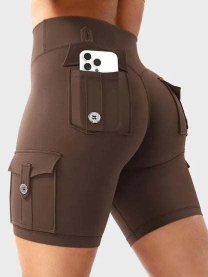 Women's Workout Biker Shorts with Cargo Pockets