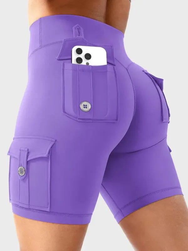 Women's Workout Biker Shorts with Cargo Pockets