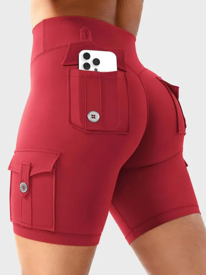 Women's Workout Biker Shorts with Cargo Pockets