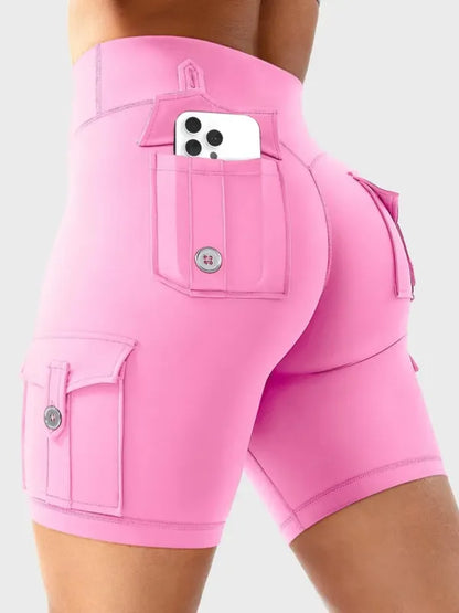 Women's Workout Biker Shorts with Cargo Pockets