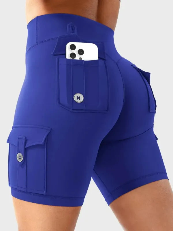 Women's Workout Biker Shorts with Cargo Pockets