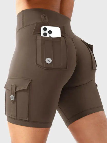 Women's Workout Biker Shorts with Cargo Pockets