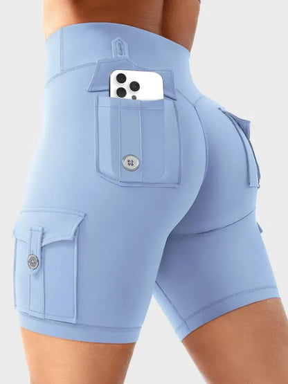 Women's Workout Biker Shorts with Cargo Pockets