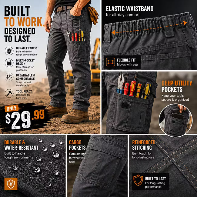 Men's Cargo Pants,Tactical Pants for Men Stretch,Durable Ripstop EDC Work Pants for Hiking
