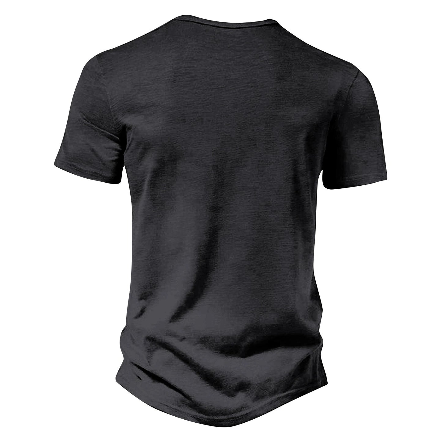 Men's Casual Vintage Loose-Fit Short-Sleeve Henley Shirt with Pocket