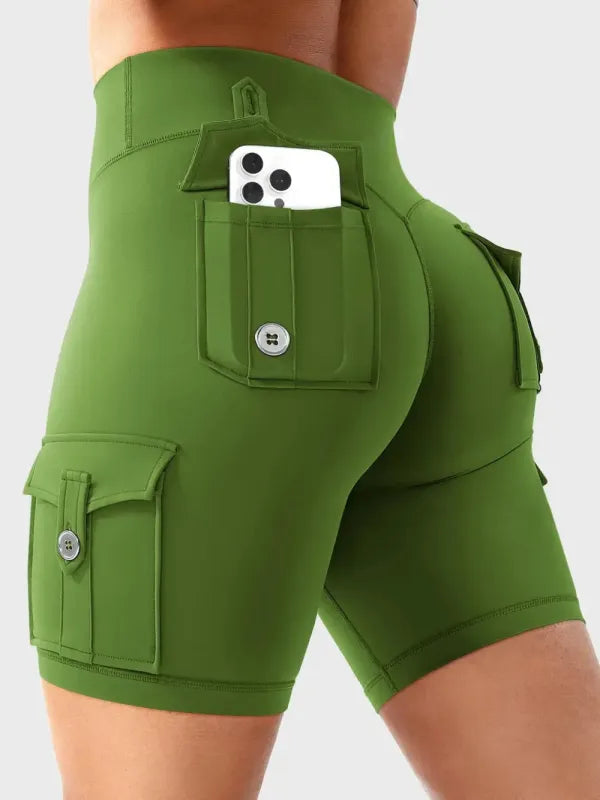 Women's Workout Biker Shorts with Cargo Pockets