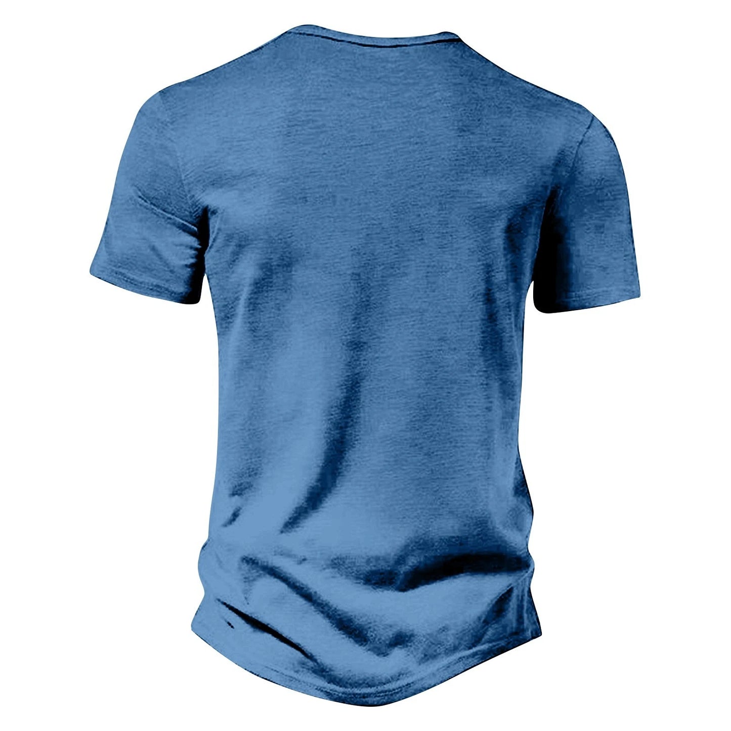 Men's Casual Vintage Loose-Fit Short-Sleeve Henley Shirt with Pocket