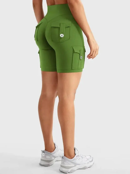 Women's Workout Biker Shorts with Cargo Pockets
