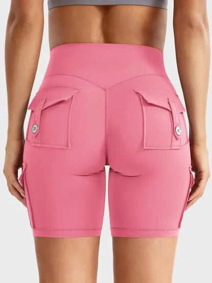 Women's Workout Biker Shorts with Cargo Pockets