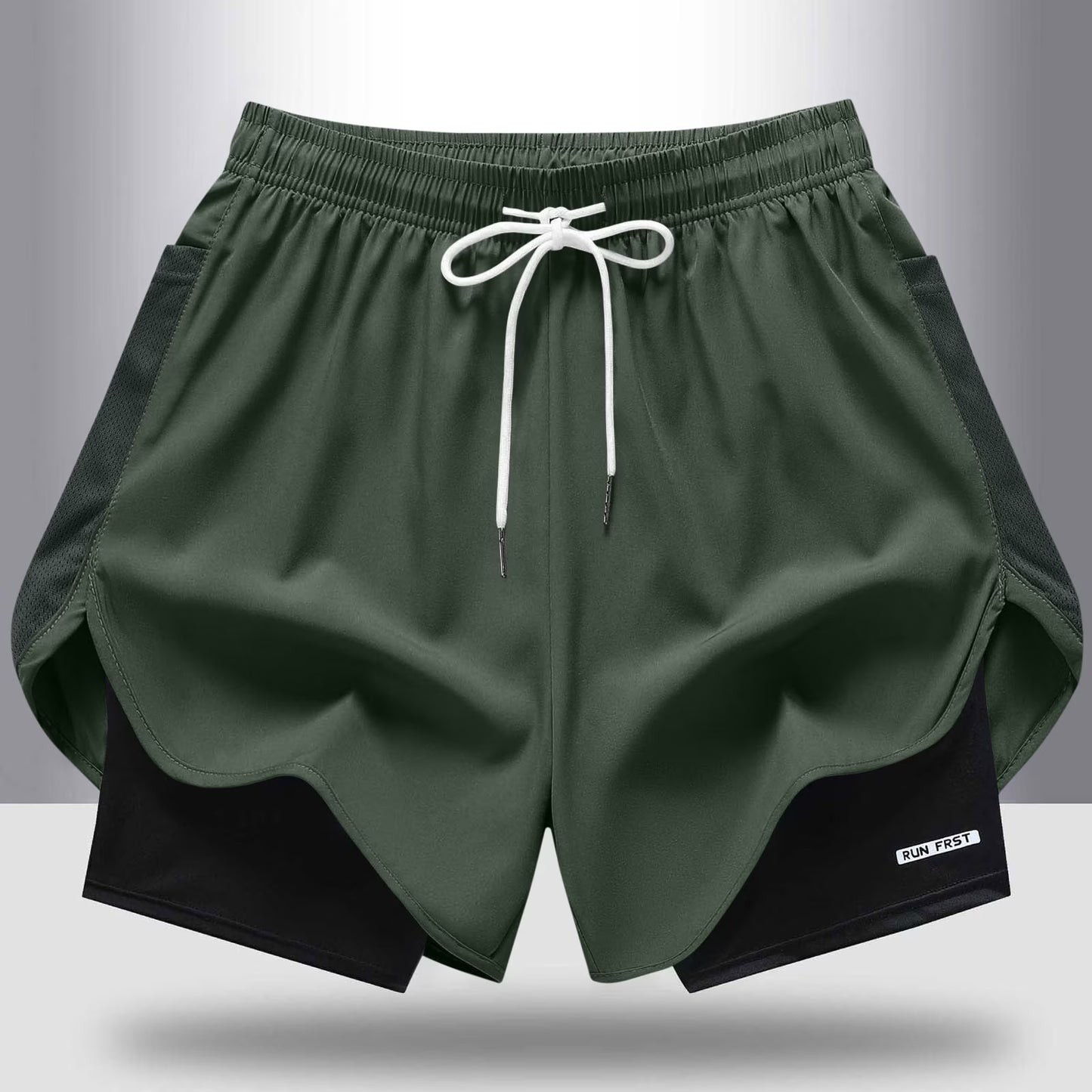 Women's 2 in 1 Running Shorts with Liner Pockets Quick Dry Athletic Workout Gym Shorts