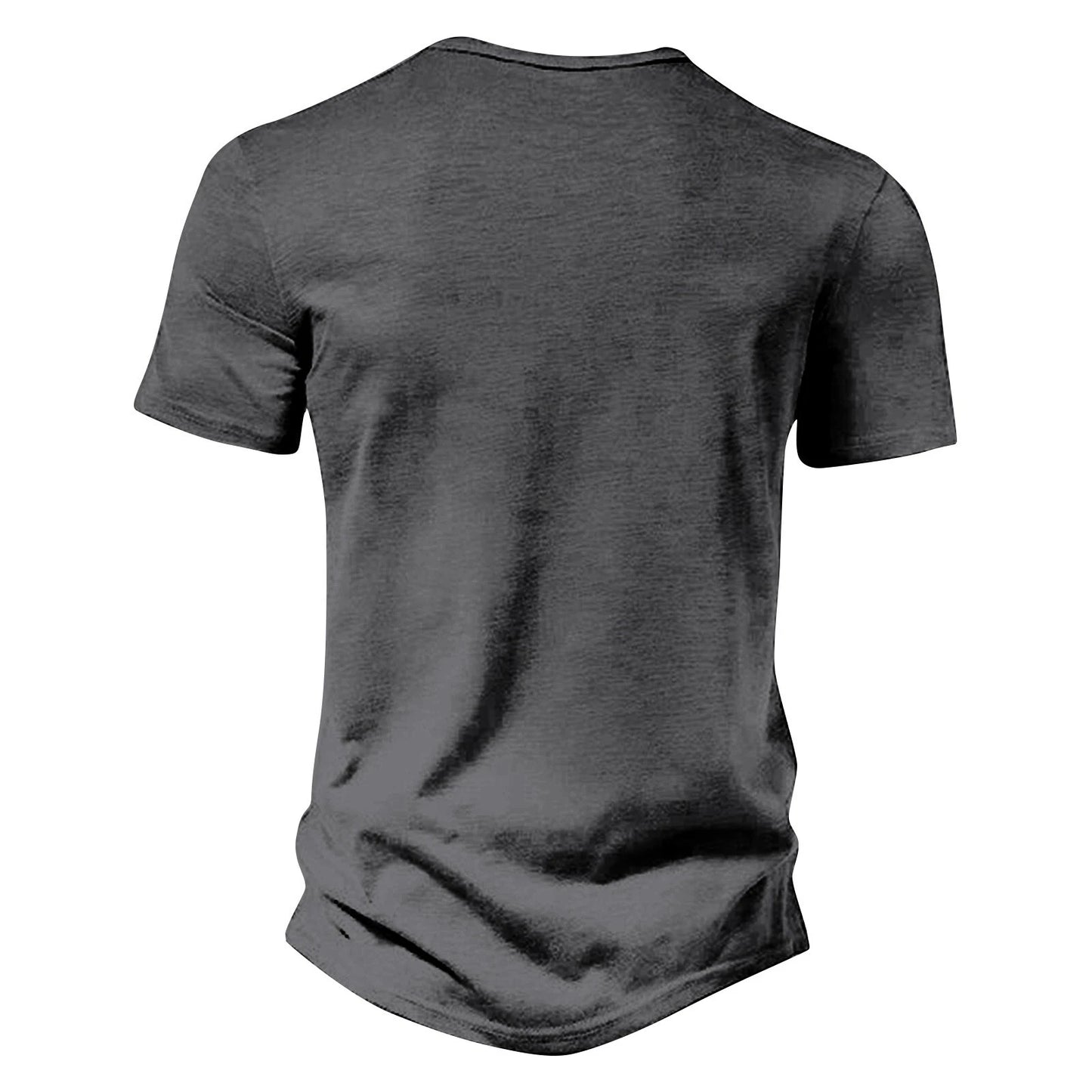 Men's Casual Vintage Loose-Fit Short-Sleeve Henley Shirt with Pocket