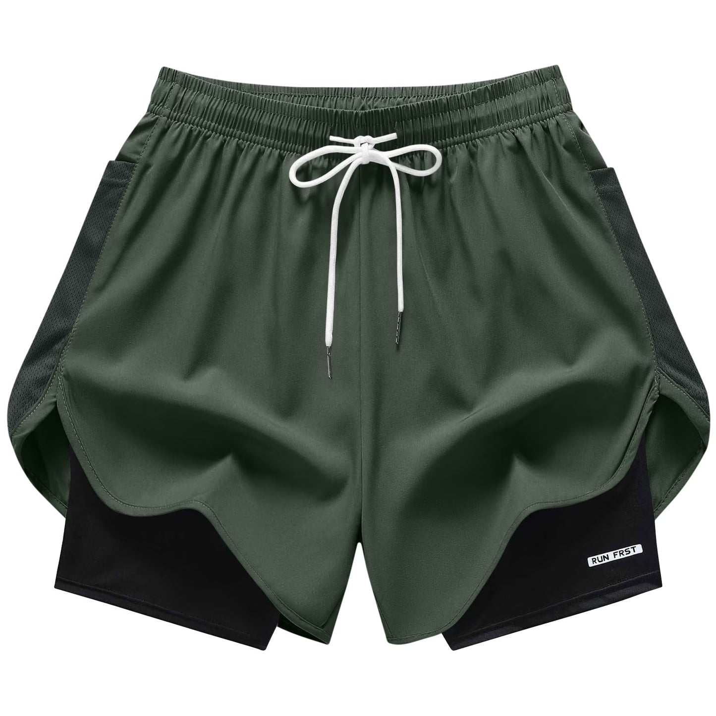 Women's 2 in 1 Running Shorts with Liner Pockets Quick Dry Athletic Workout Gym Shorts