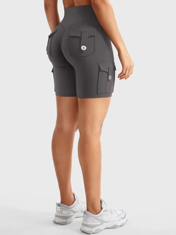 Women's Workout Biker Shorts with Cargo Pockets