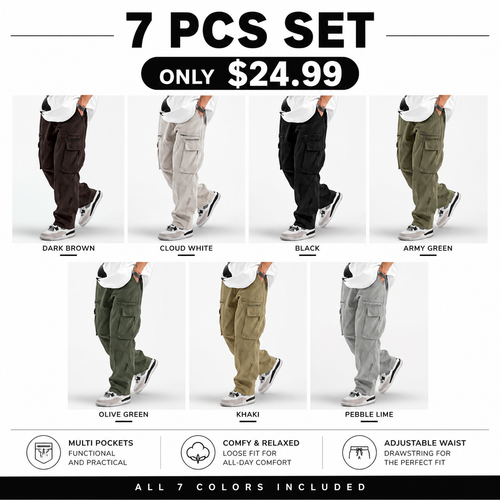 Loose Fit Drawstring Cargo Pants with Zipper Pockets – Casual Outdoor Wear