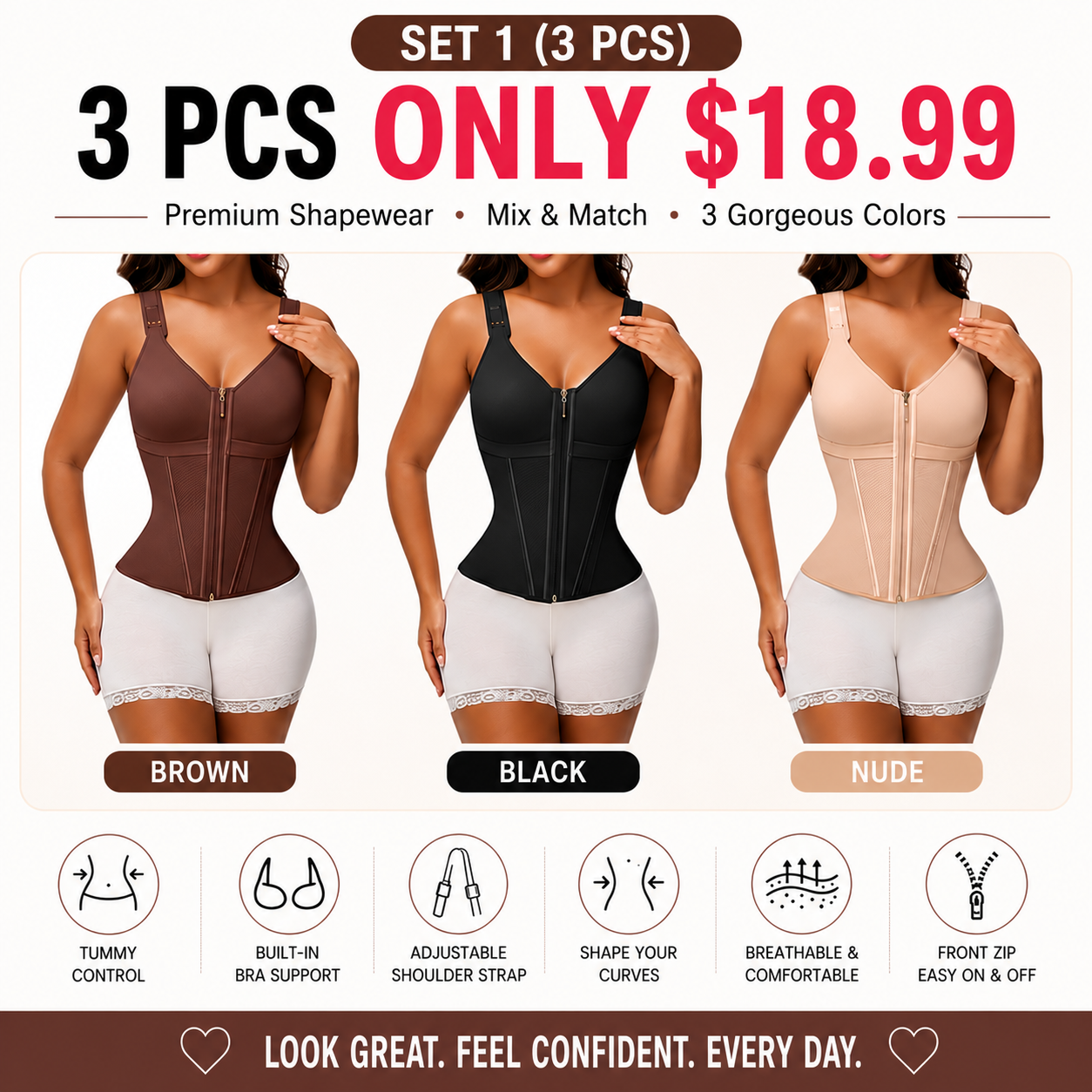 Waist Shapewear for Women with Bra Girdle Workout Shapewear with Adjustable Shoulder Strap
