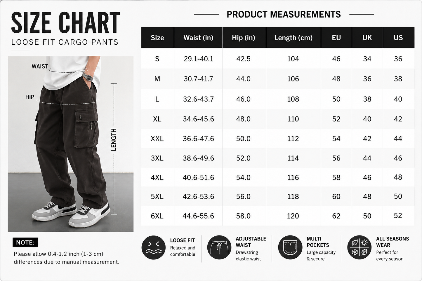 Loose Fit Drawstring Cargo Pants with Zipper Pockets – Casual Outdoor Wear