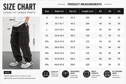 Loose Fit Drawstring Cargo Pants with Zipper Pockets – Casual Outdoor Wear