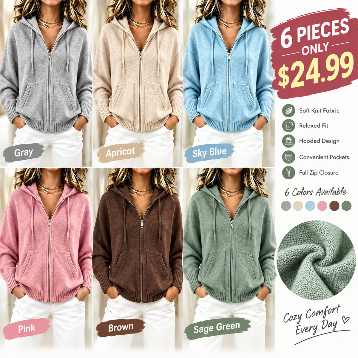 🌸Women's Loose Hooded Knit Cardigan