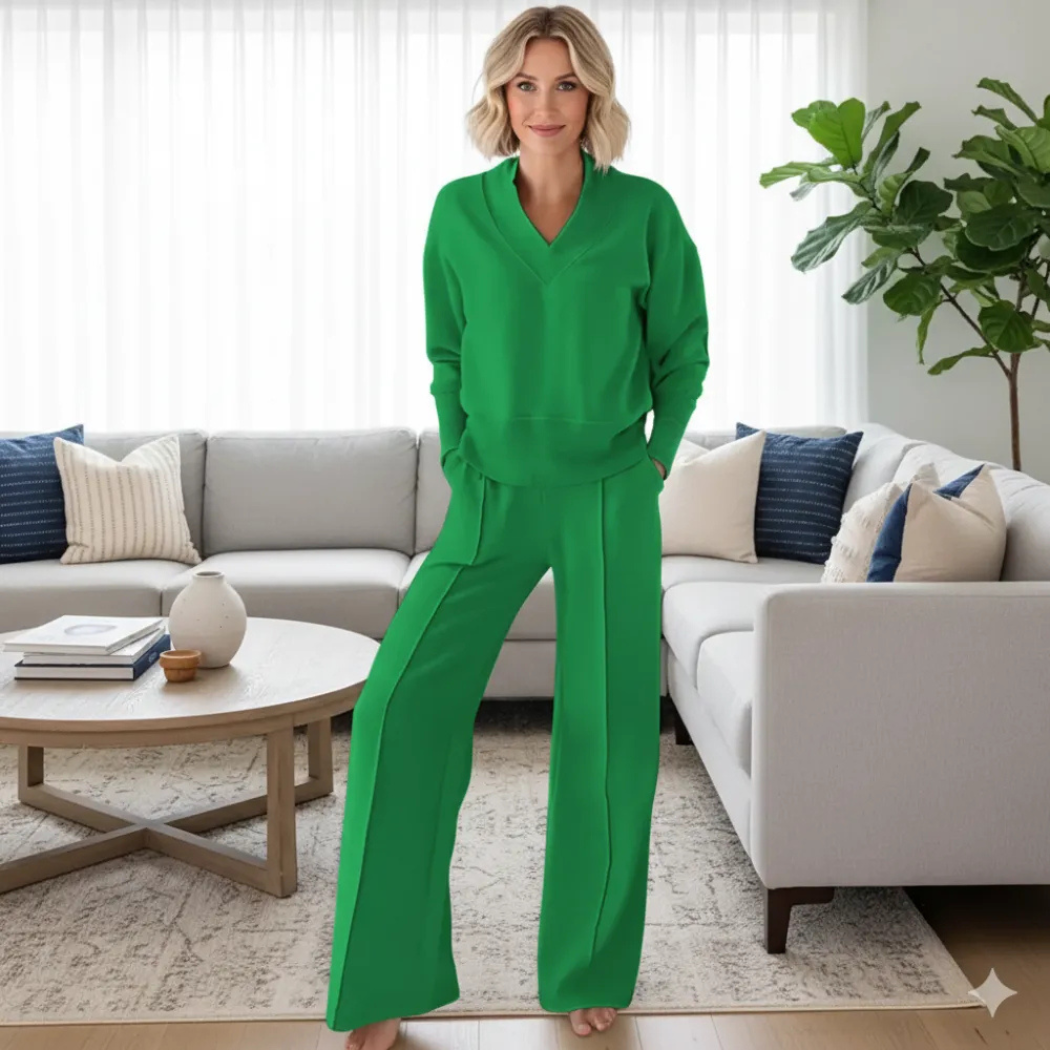 💚Cozy V Shape Lounge Set with Wide Pants