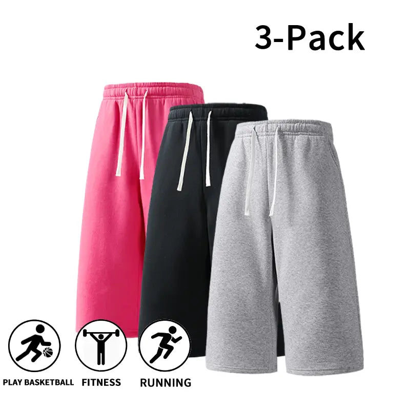 7-Pack Casual Wide Leg Sweat Shorts – Soft Drawstring Lounge Shorts for Everyday Comfort
