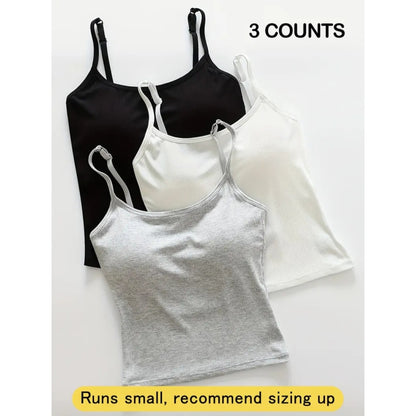 Women's Basic Solid Ribbed Cami Spaghetti Strap Tank Top, Fitted Casual Sleeveless Crop Top for Daily Wear, Ladies Underwear for Summer, Camisole Top