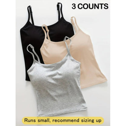 Women's Basic Solid Ribbed Cami Spaghetti Strap Tank Top, Fitted Casual Sleeveless Crop Top for Daily Wear, Ladies Underwear for Summer, Camisole Top