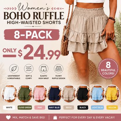 🌈Women's Boho Ruffle High-Waisted Shorts