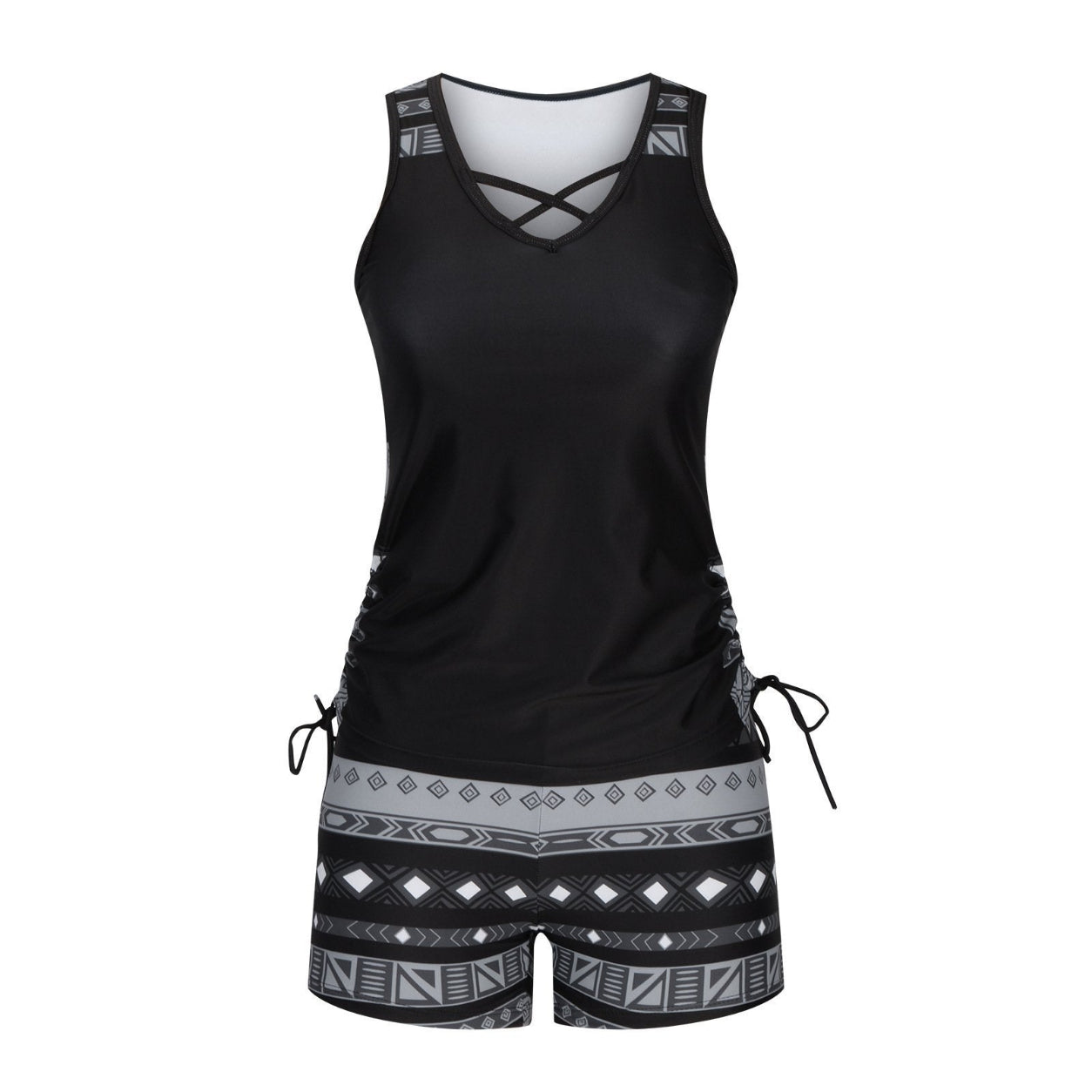 ⏰LAST DAY 90% OFF - Women's 2-Piece Tummy Control Tankini Set with Built-In Bra – Flattering Boho Swimwear with Shorts