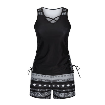 ⏰LAST DAY 90% OFF - Women's 2-Piece Tummy Control Tankini Set with Built-In Bra – Flattering Boho Swimwear with Shorts