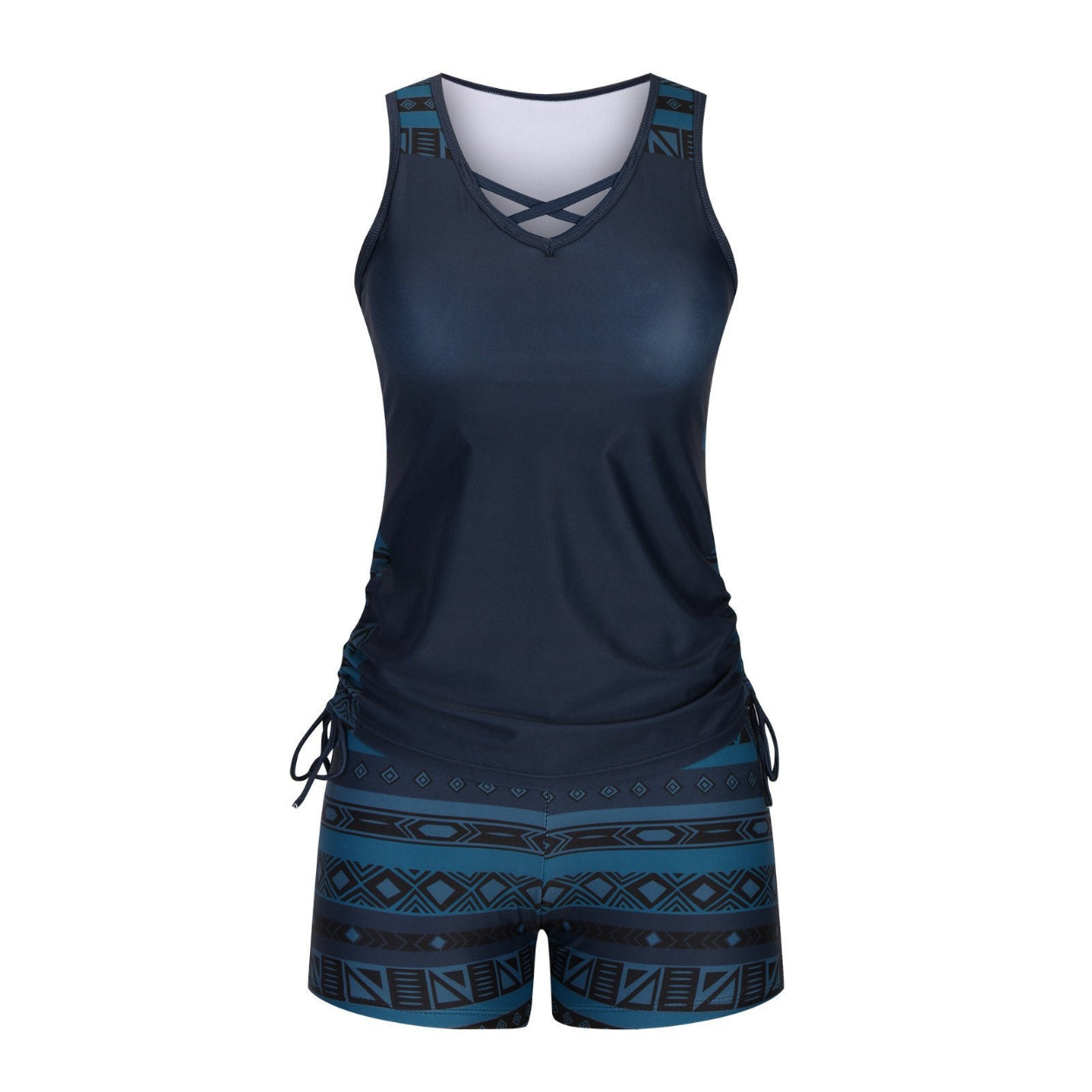 ⏰LAST DAY 90% OFF - Women's 2-Piece Tummy Control Tankini Set with Built-In Bra – Flattering Boho Swimwear with Shorts