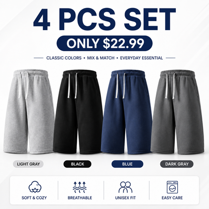 7-Pack Casual Wide Leg Sweat Shorts – Soft Drawstring Lounge Shorts for Everyday Comfort