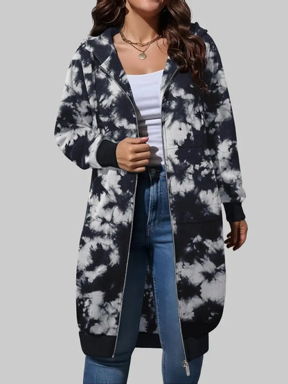 Women’s Long Zip Up Fleece Hoodie Jacket - Casual Oversized Hooded Sweatshirt with Front Pockets, Soft Warm Tunic Length Coat